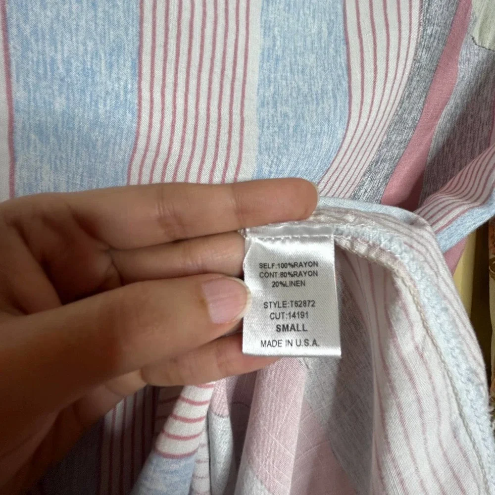 Oddy‎ Blouse Womens Small Multicolor Striped Floral 3/4 Sleeves